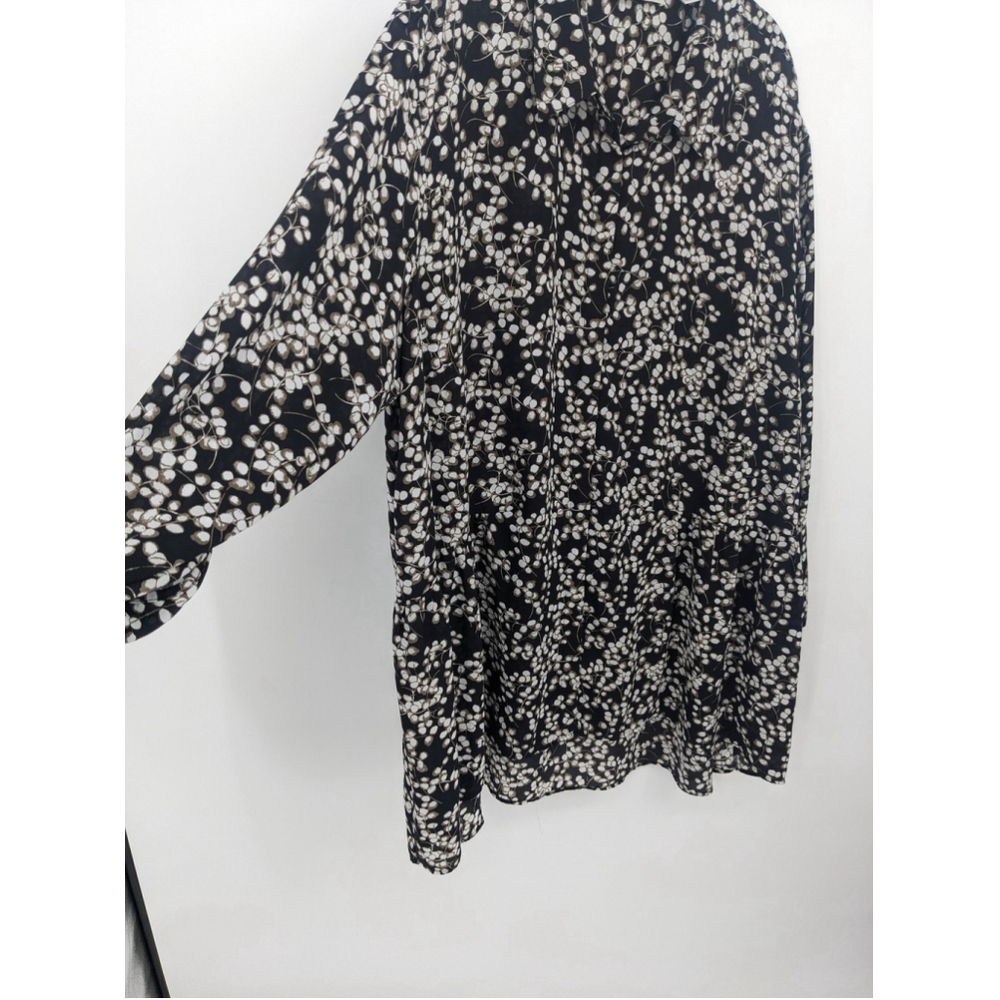 Sejour Tunic Blouse Womens 3X Black Peplum Floral Print Long Sleeve Top Plus - Picture 3 of 8